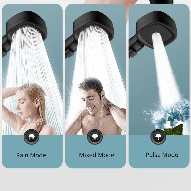 Pommeau de Douche à Haute Pression, T-shirts d'Eau, 3 Modes, Réglable, Arrêt à une Touche, Pulvérisateur de Énergie,