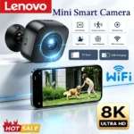 Mini caméra de sécurité Lenovo, 8K HD, surveillance complète, WiFi, audio bidirectionnel, vision nocturne infrarouge,