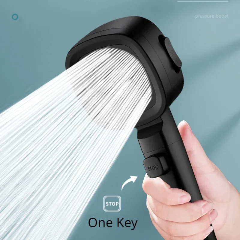 Pommeau de Douche à Haute Pression, T-shirts d'Eau, 3 Modes, Réglable, Arrêt à une Touche, Pulvérisateur de Énergie,
