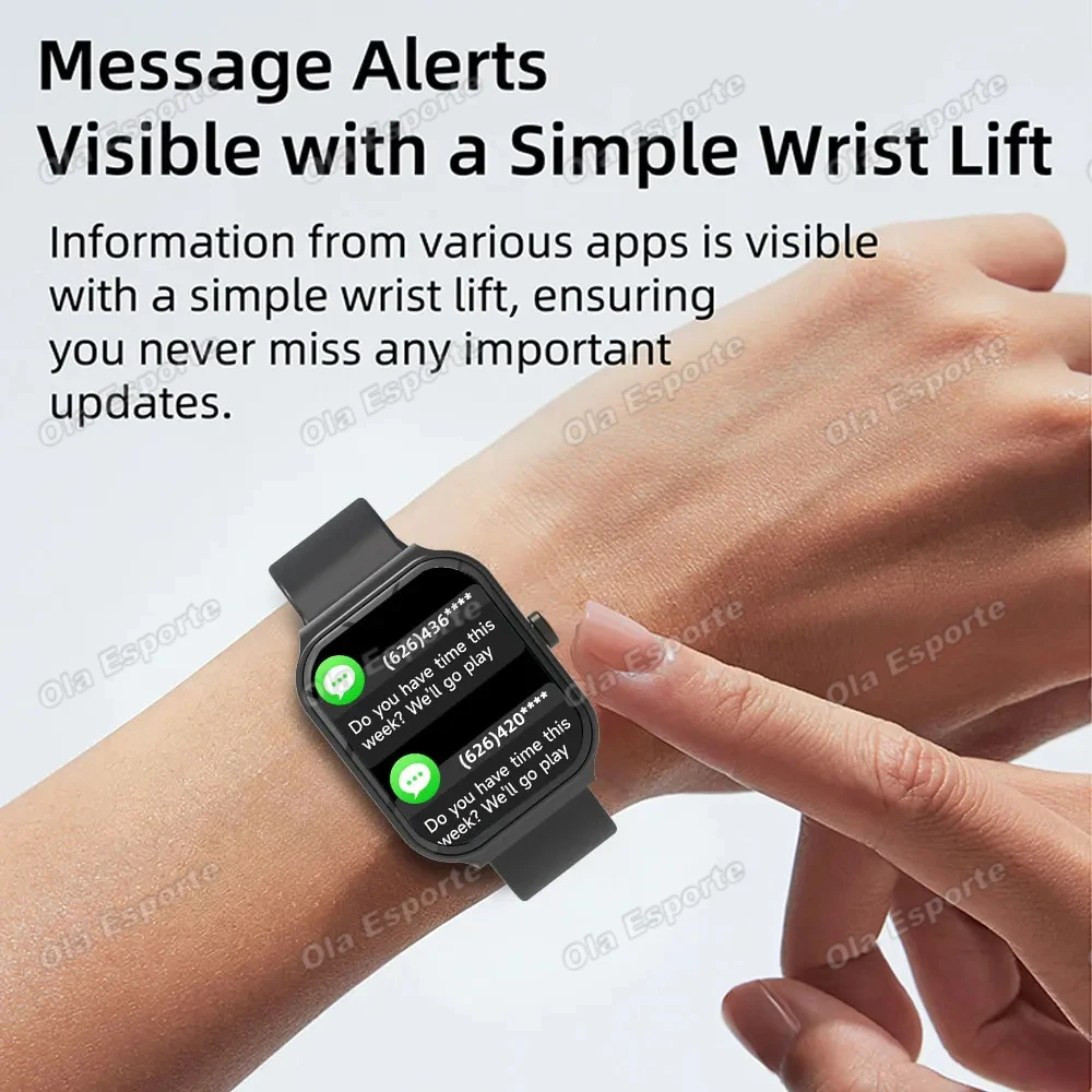 Montre connectée pour hommes et femmes 2,01'' étanche, montre de sport et de fitness, répond aux appels, suivi du