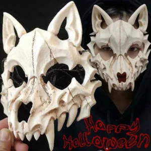Masque de crâne d'halloween, dents longues, squelette de démon, demi-visage, masque de fête Cosplay, horreur
