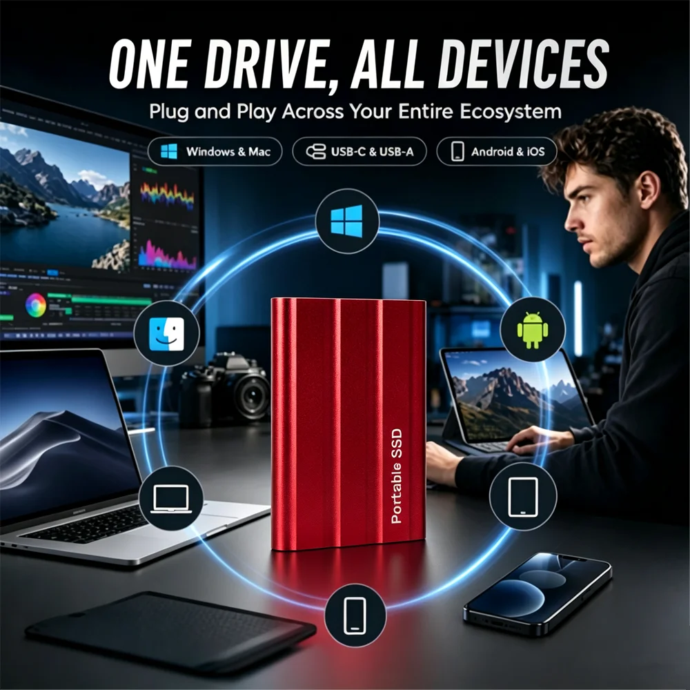 Dispositif de stockage externe portable fiable et mince, SSD 1TB 4TB 16TB 128TB haute vitesse pour ordinateur portable,