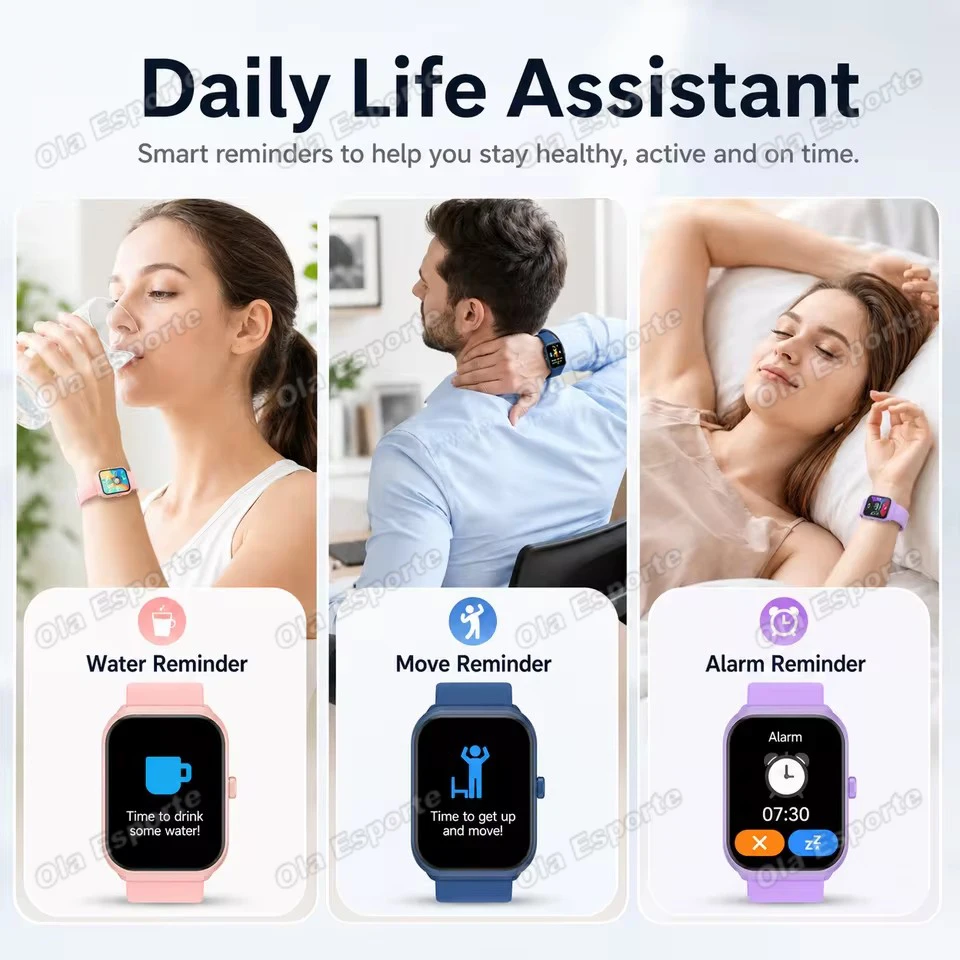 Montre connectée pour hommes et femmes 2,01'' étanche, montre de sport et de fitness, répond aux appels, suivi du