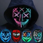 Masque de Purge LED néon sans fil, brille dans la nuit, masque d'horreur Cosplay, masques de fête d'halloween,