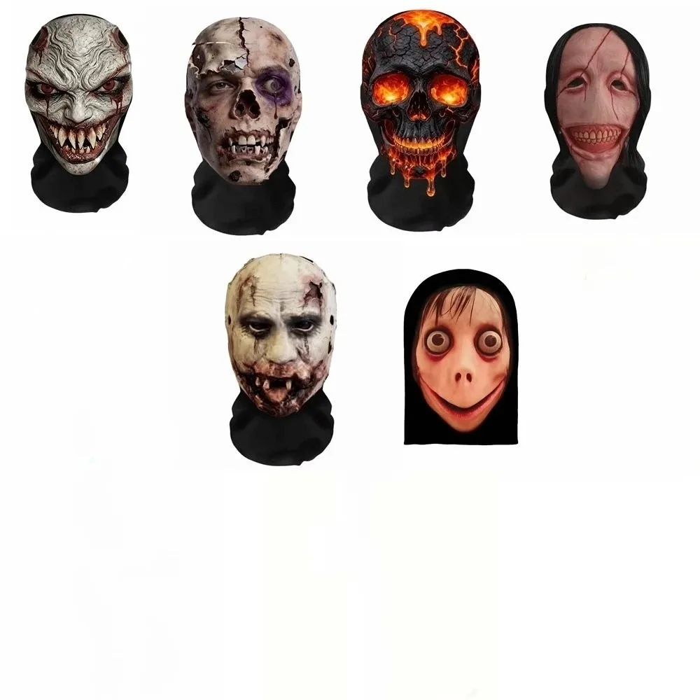 Masque d'Halloween effrayant en forme de crâne élastique, masque de tête réaliste et créatif imprimé 2D, accessoire de