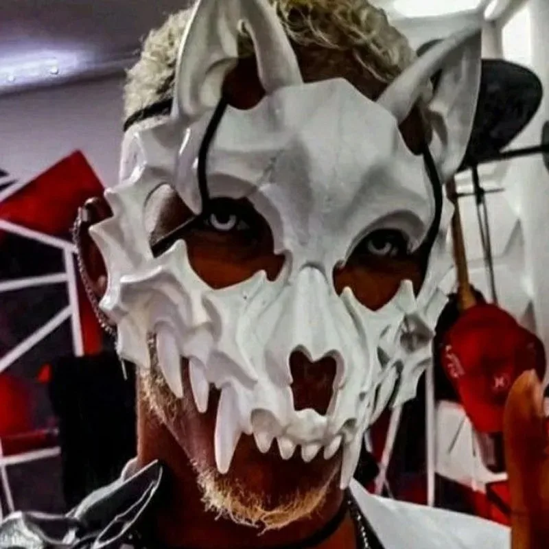 Masque de crâne d'halloween, dents longues, squelette de démon, demi-visage, masque de fête Cosplay, horreur