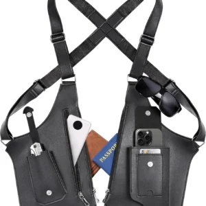 Sac tactique double épaule et bandoulière antivol dissimulé, sac de poitrine réglable multi-poches pour homme