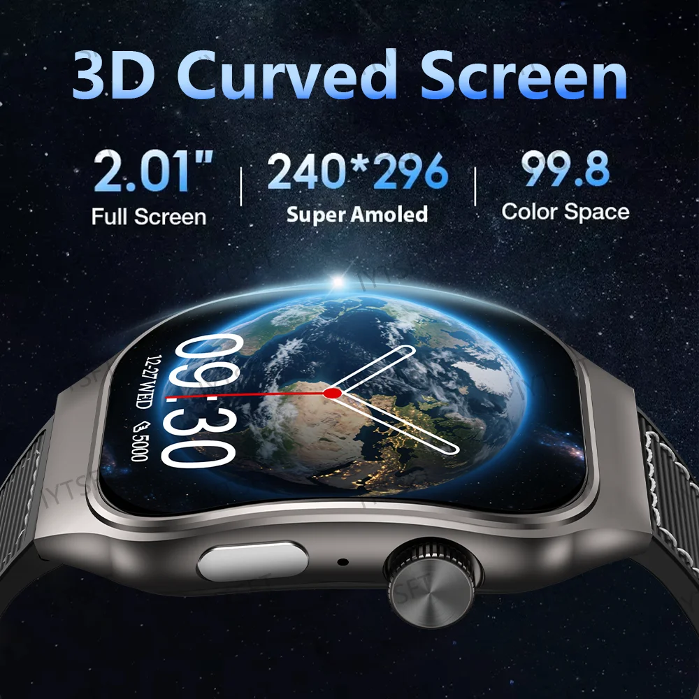 LAXASFIT 2.01 pouces écran incurvé montre intelligente pour hommes Bluetooth 5.3 HD appel plusieurs Modes de sport