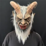Masque de démon Krampus pour hommes, film Cosplay corne de mouton, couvre-tête du diable, déguisement d'horreur pour