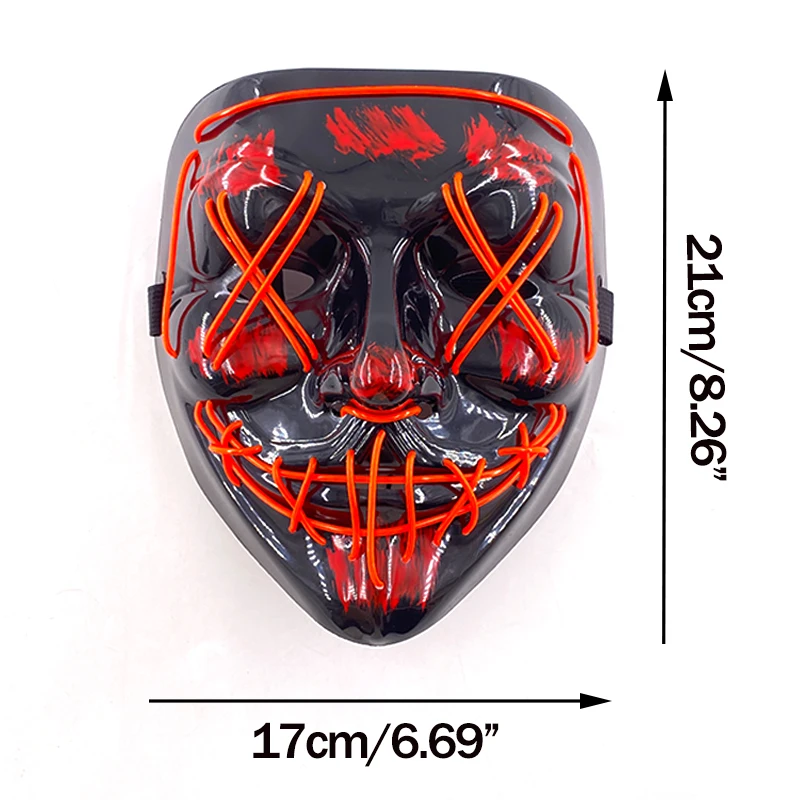 Masque de Purge LED néon sans fil, brille dans la nuit, masque d'horreur Cosplay, masques de fête d'halloween,