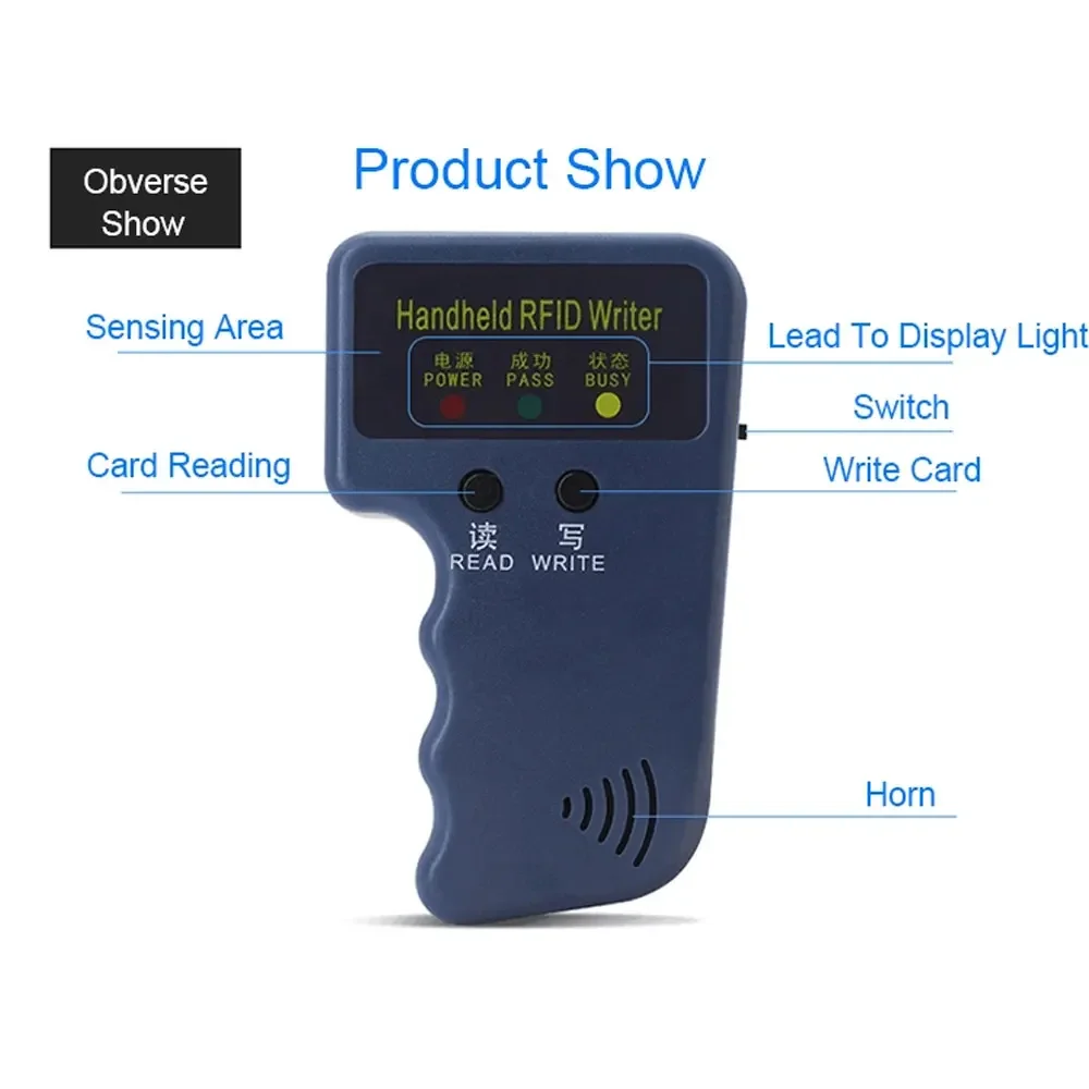 Programmateur RFID 125KHz, Duplicateur, Copieur, Lecteur-Graveur, Cloneur de Cartes d'Identité et de Clés