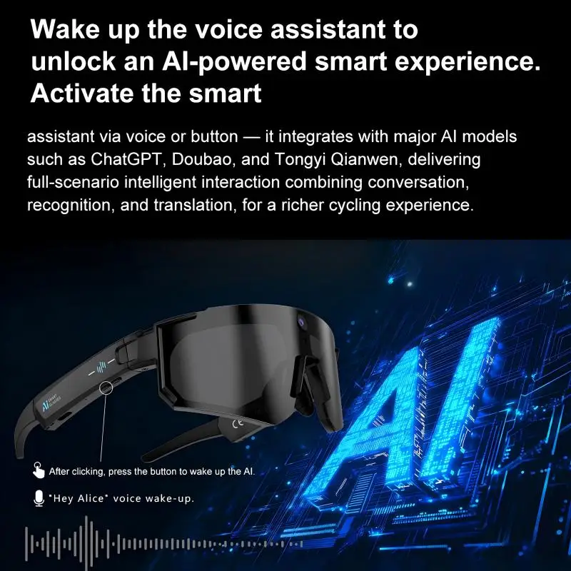 Lunettes Intelligentes IA Lenovo ChatGPT avec Caméra 8K 2400W, Anti-tremblement, pour Cyclisme, Vidéo & Photo, Lunettes