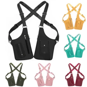 Double bandoulière multi-poches extérieur antivol tactique sac de pêche étanche PU multi-usages hommes sacs à