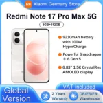 Smartphone Redmi Note 17 Pro Max 5G, version mondiale, écran AMOLED 6,83 pouces, batterie 9210 mAh, HyperCharge 100 W,