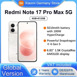 Smartphone Redmi Note 17 Pro Max 5G, version mondiale, écran AMOLED 6,83 pouces, batterie 9210 mAh, HyperCharge 100 W,