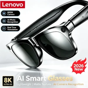 Lunettes intelligentes AI Lenovo 2026 nouvelle version améliorée, caméra de prise de vue vidéo HD 8K 1600W, traduction